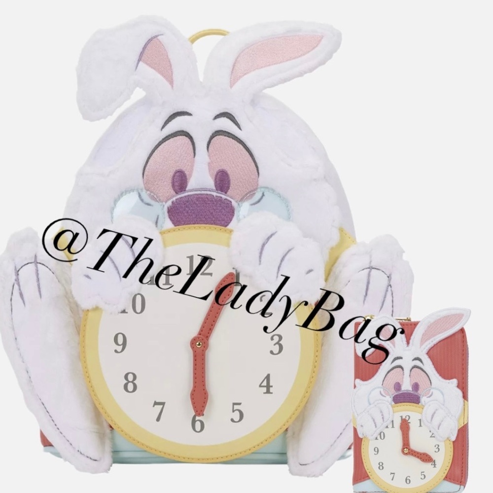 Loungefly  NWT Alice in Wonderland White Rabbit
Figural Mini Backpack w/wallet